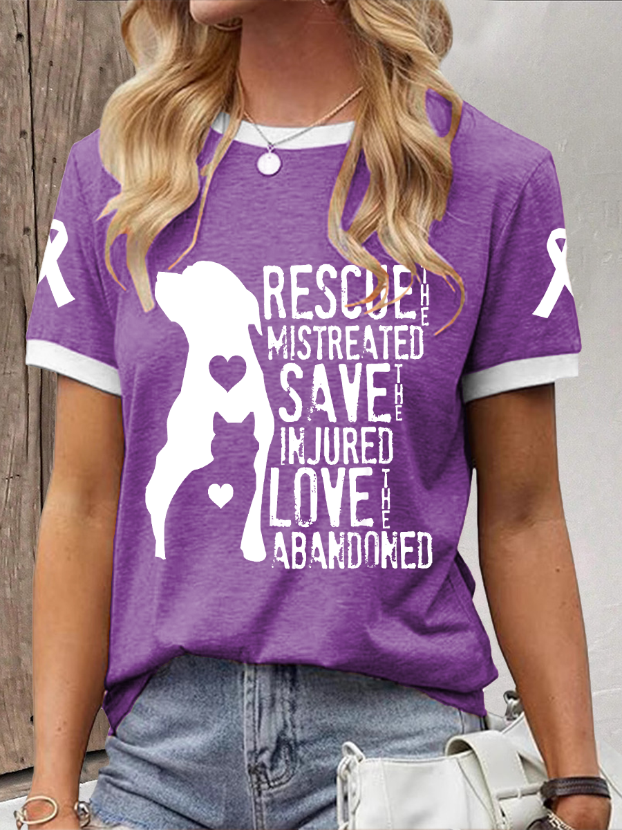 Women's rescue the mistreated save the injured love the abandoned T-shirt