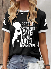 Women's rescue the mistreated save the injured love the abandoned T-shirt