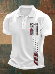 Polo décontracté à imprimé drapeau américain Cross Faith pour homme