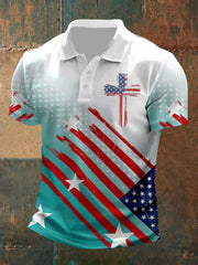 Polo imprimé drapeau américain Cross Faith pour homme