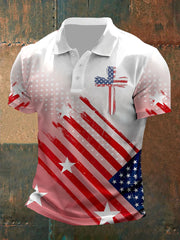 Polo imprimé drapeau américain Cross Faith pour homme