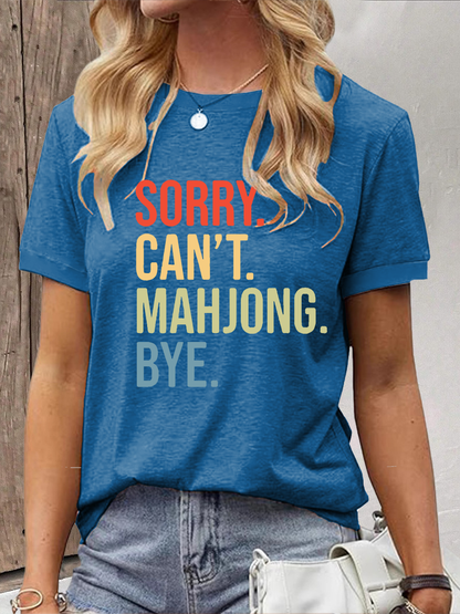 Women's Funny Mahjong Printed Casual T-shirt
