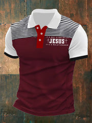 Men's It's Not A Religion It's A Relationship Stripe Print Casual