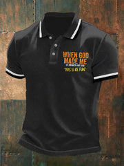 Herren-Poloshirt „Als Gott mich schuf, grinste er und sagte: ‚Das wird lustig‘“