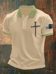 Polo décontracté à contraste de couleurs Faith Cross pour homme