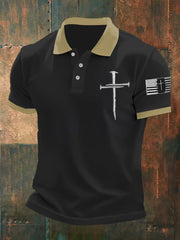 Polo décontracté à contraste de couleurs Faith Cross pour homme