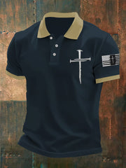Polo décontracté à contraste de couleurs Faith Cross pour homme