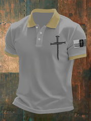 Polo décontracté à contraste de couleurs Faith Cross pour homme