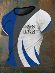 Men's Vintage Faith Iron Sharpens Iron Brothers In Christ Cross Printed T-Shirt