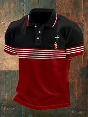 Men's Flag Cross Button Design  Shirt