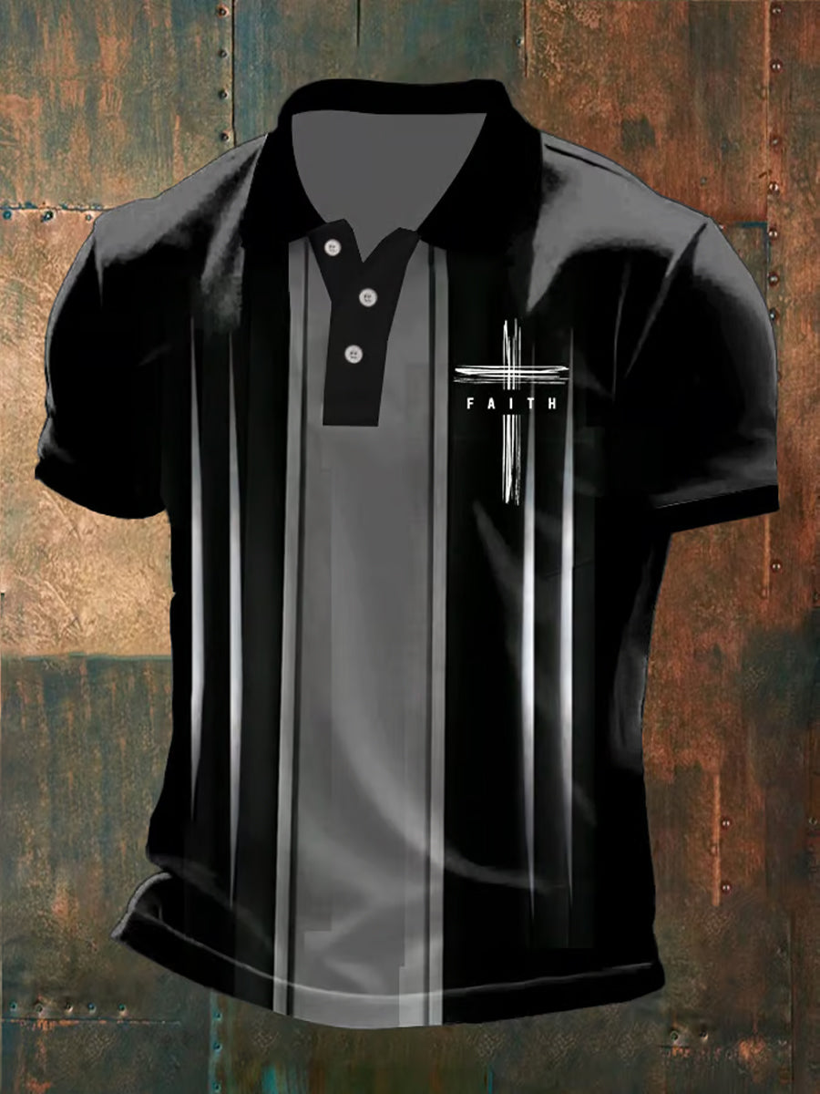 Men's Faith Printed Button Design  Shirt