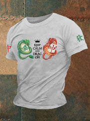 Men's Funny Mahjong Printed Casual T-Shirt