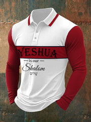 Yeshua Casual Langarm-Poloshirt für Herren