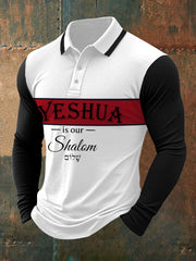 Yeshua Casual Langarm-Poloshirt für Herren