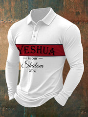 Yeshua Casual Langarm-Poloshirt für Herren