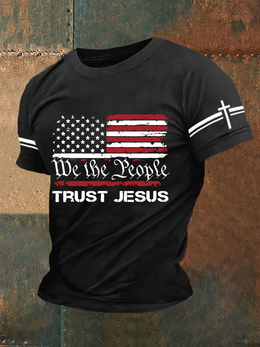 Herren T-Shirt „Trust Jesus We The People“ mit kurzen Ärmeln