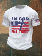 Men's In God We Trust Waffle Print Casual T-Shirt