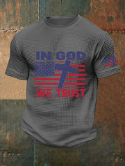 Men's In God We Trust Waffle Print Casual T-Shirt