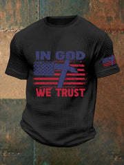Men's In God We Trust Waffle Print Casual T-Shirt