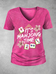 Women's Funny Mahjong Printed Casual T-Shirt