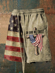 Men's In God We Trust Printed Casual Shorts