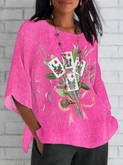 Women's Mahjong Printed Casual Top
