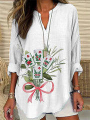 Women's Mahjong Floral Print Casual Top