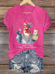 Women's Funny Mahjong Printed Casual T-shirt