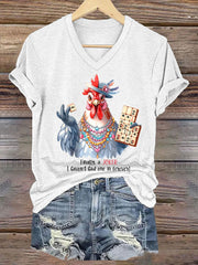 Women's Funny Mahjong Printed Casual T-shirt