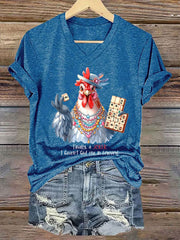 Women's Funny Mahjong Printed Casual T-shirt