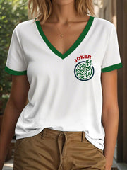 Women's Funny Mahjong Printed Casual T-shirt