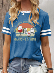 Women's Mahjong & Wine Print T-shirt