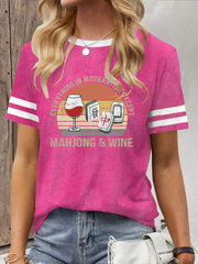 Women's Mahjong & Wine Print T-shirt