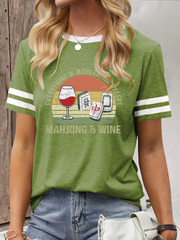 Women's Mahjong & Wine Print T-shirt