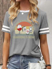 Women's Mahjong & Wine Print T-shirt
