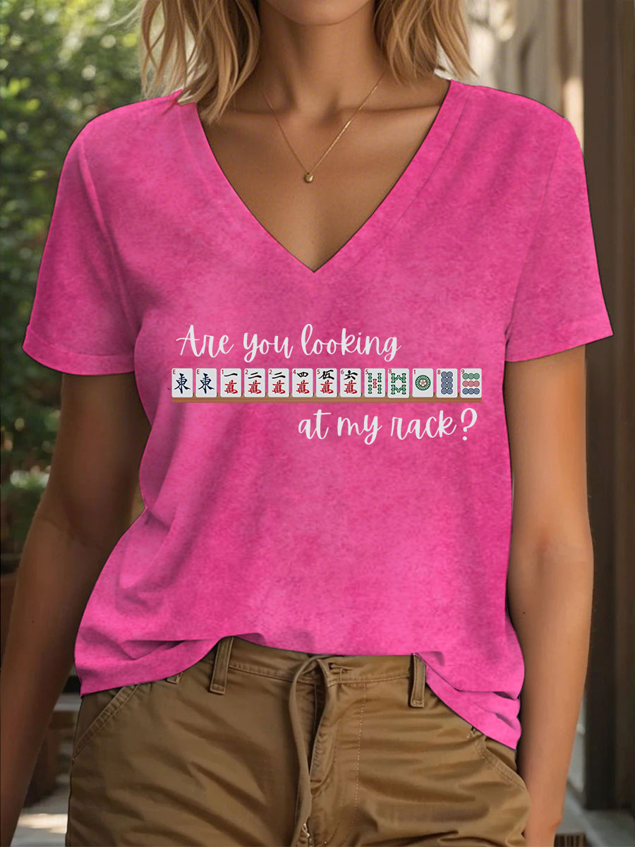 Women's Funny Mahjong Print T-shirt