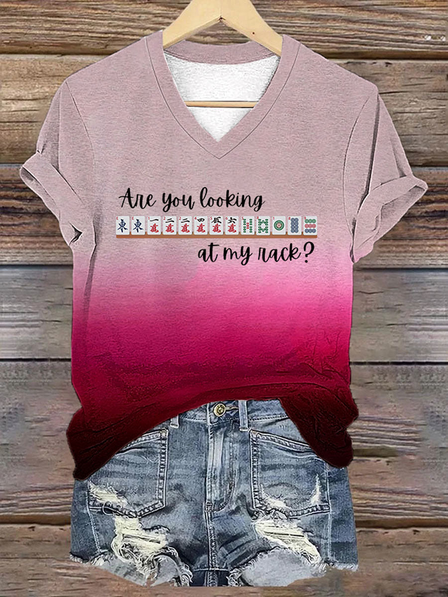 Women's Funny Mahjong Print T-shirt