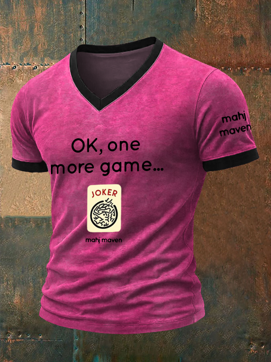 Men's ok,one more game mahj maven V neck T-shirt