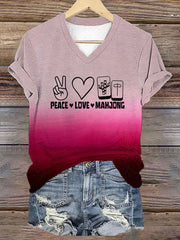 Women's Funny Mahjong Print T-shirt
