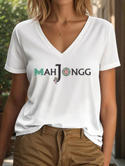 Women's Funny Mahjong Print T-shirt