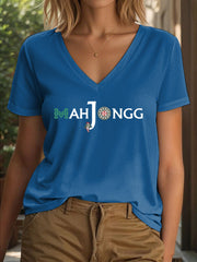 Women's Funny Mahjong Print T-shirt