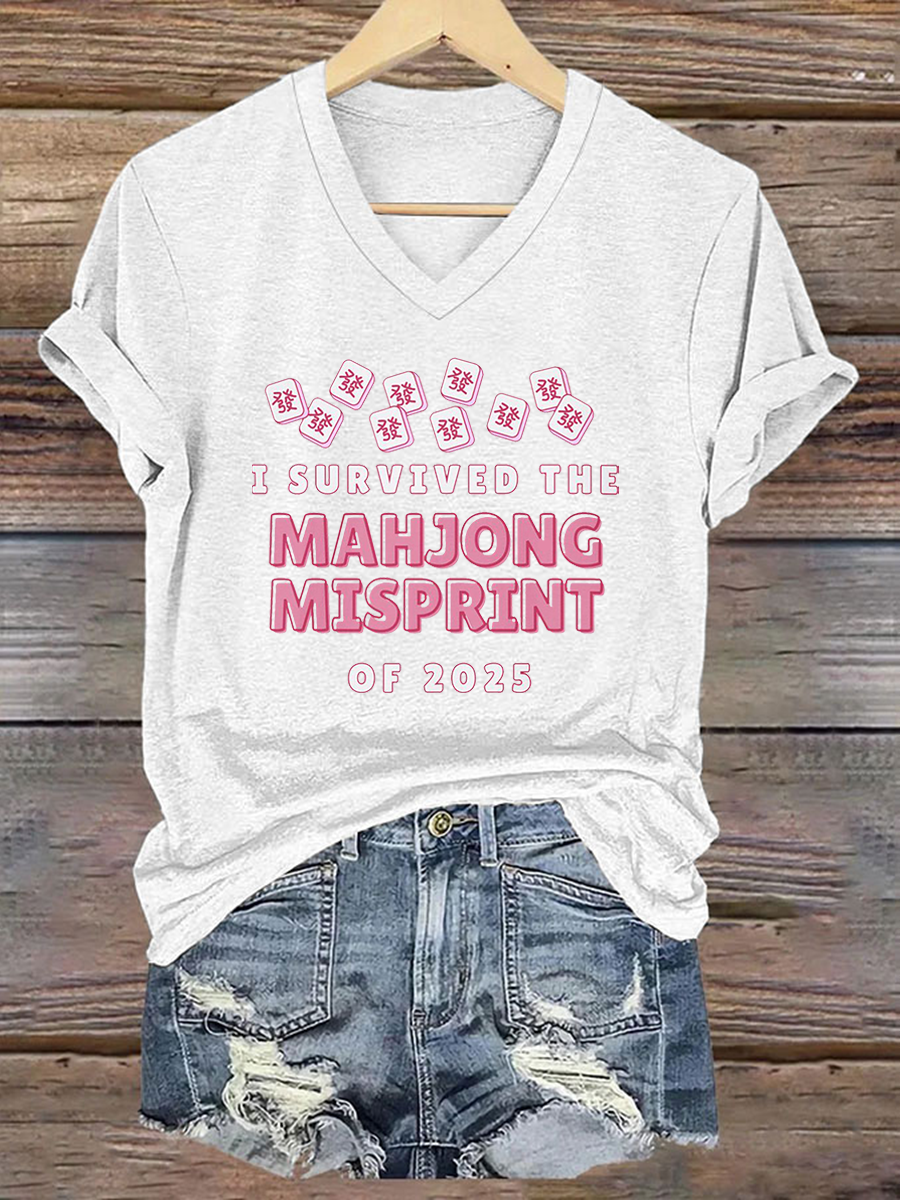 Women's I Survived the Mahjong Misprint of 2025 Print T-shirt