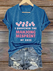 Women's I Survived the Mahjong Misprint of 2025 Print T-shirt