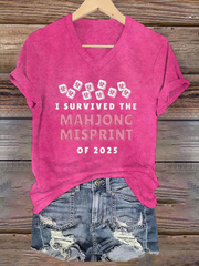 Women's I Survived the Mahjong Misprint of 2025 Print T-shirt