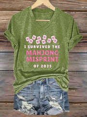Women's I Survived the Mahjong Misprint of 2025 Print T-shirt