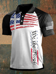 Polo décontracté pour homme à imprimé drapeau américain croisé We The People