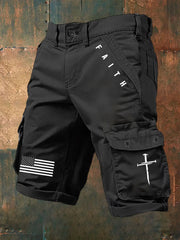 Men's Faith Cross Flag Printed Pants Shorts