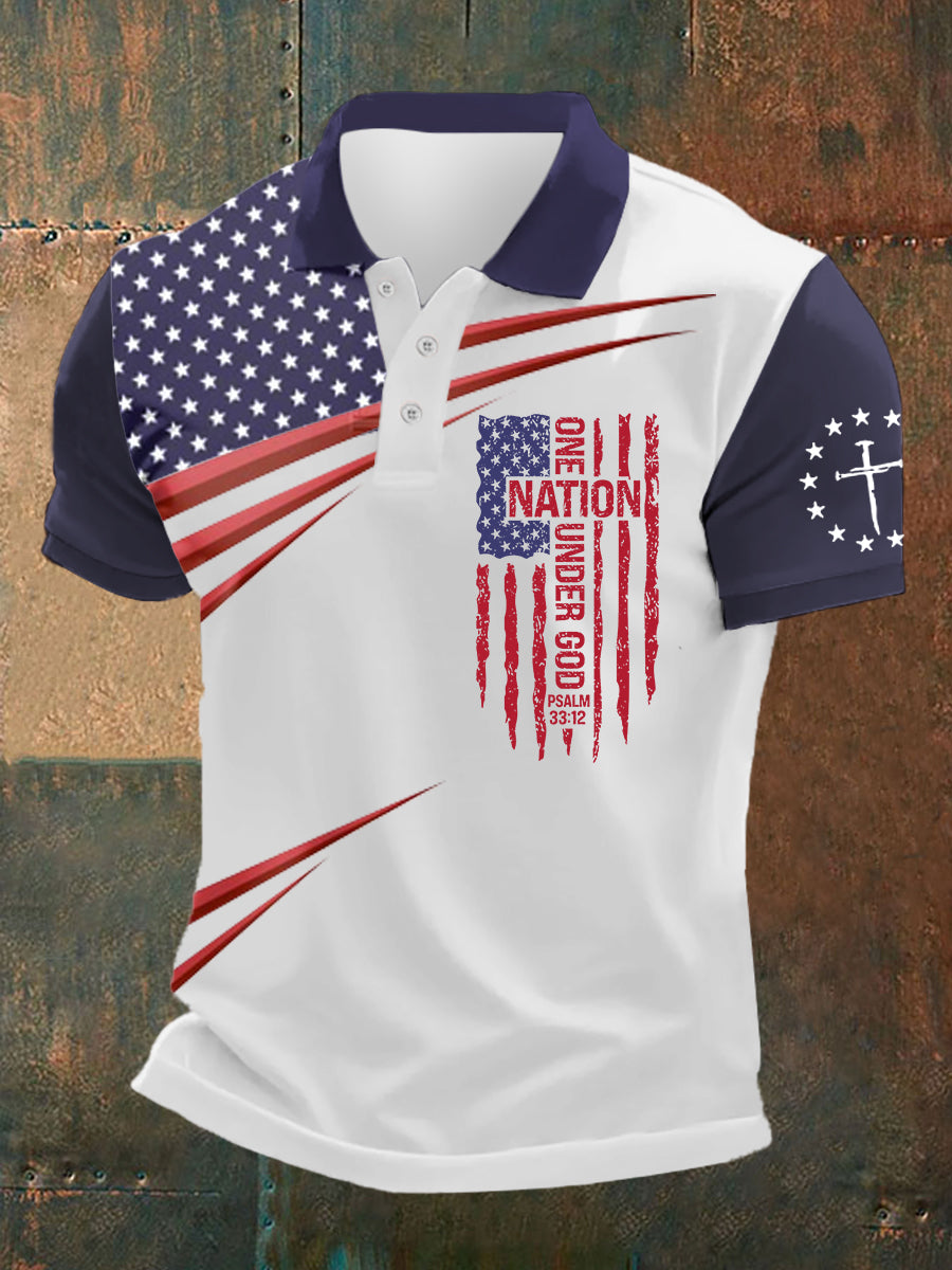 Pantalon et short imprimé drapeau One Nation Under God Faith Cross pour homme