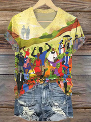 Women's Juneteenth Cheer Freedom And Independence Printed Short-Sleeved T-Shirt