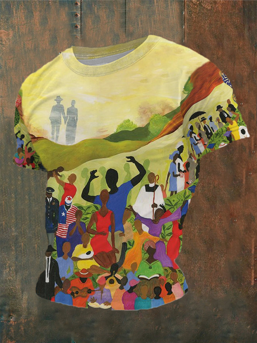 Men's Juneteenth Cheer Freedom And Independence Printed Short-Sleeved T-Shirt